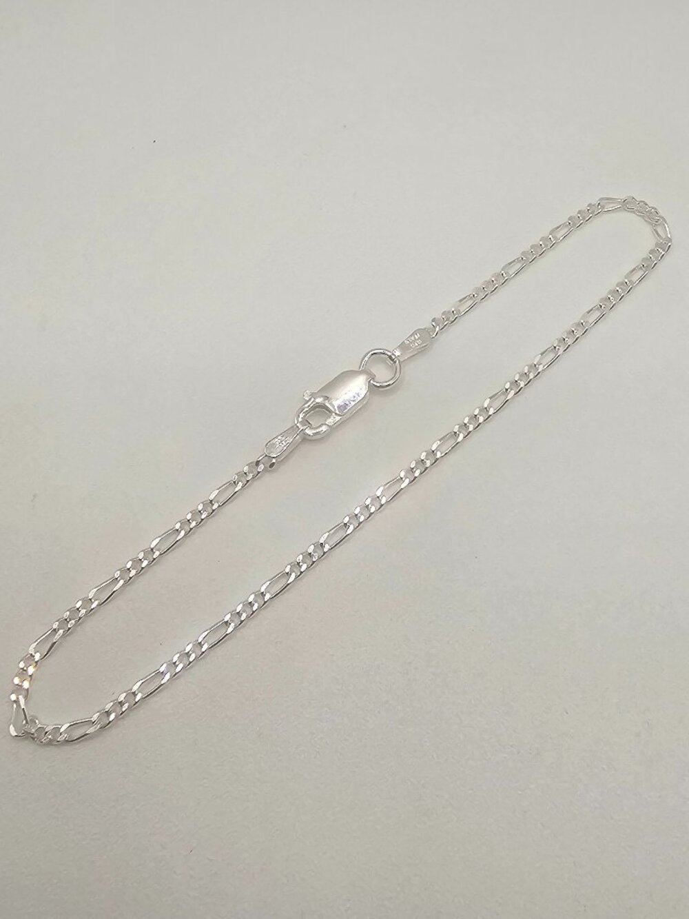 Sterling Silver 925 High Polished Figaro Bracelet 1.7mm 7 inches